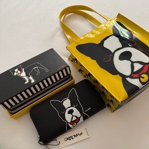 Marc Tetro Charming Boston Terrier Dog Print Tote and Wallet Set